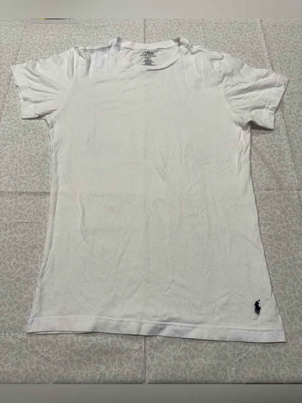 Polo Ralph Lauren White Slim Fit Logo Cotton Knit Crew Neck Tee Shirt Mens S